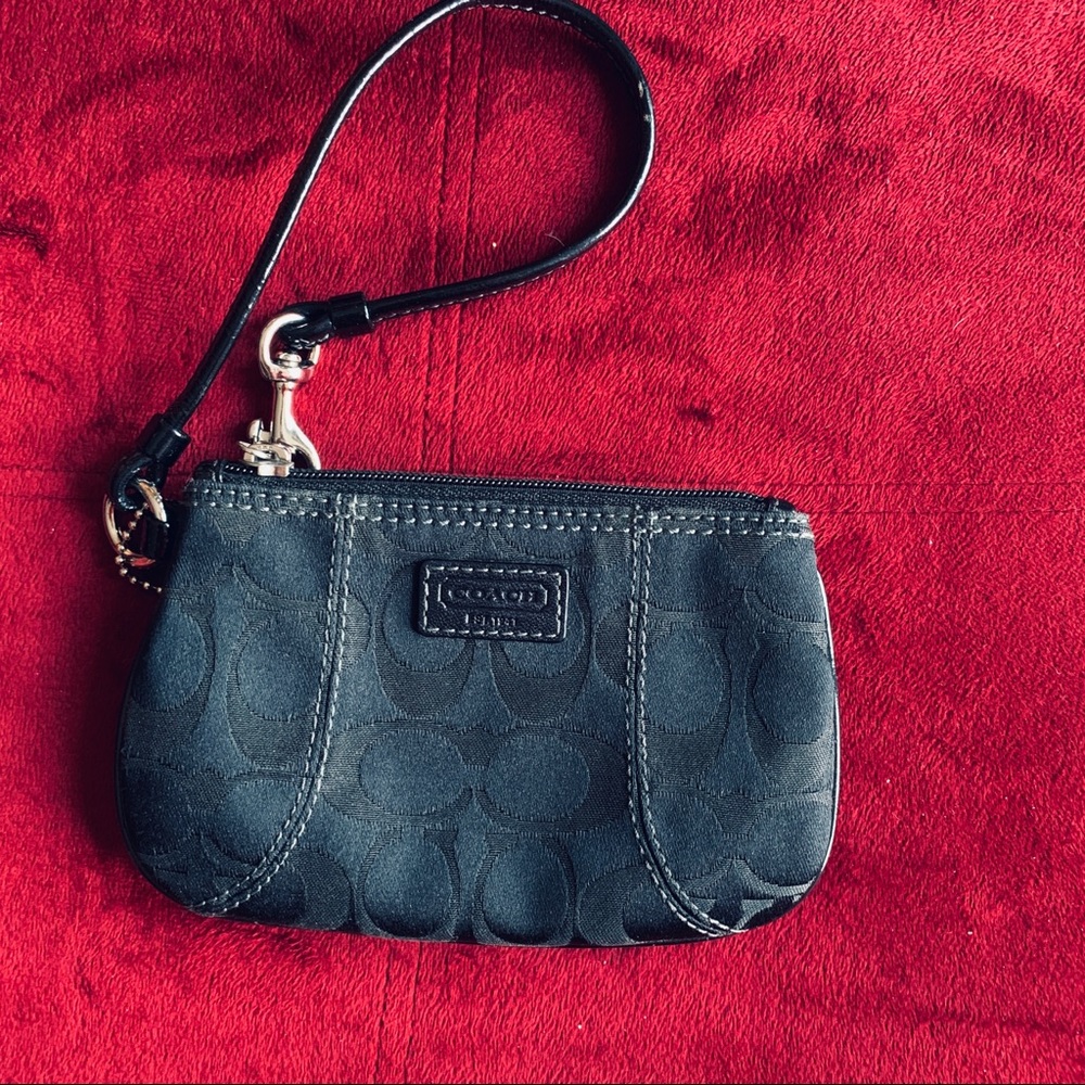 Coach Black Signature Canvas Wristlet